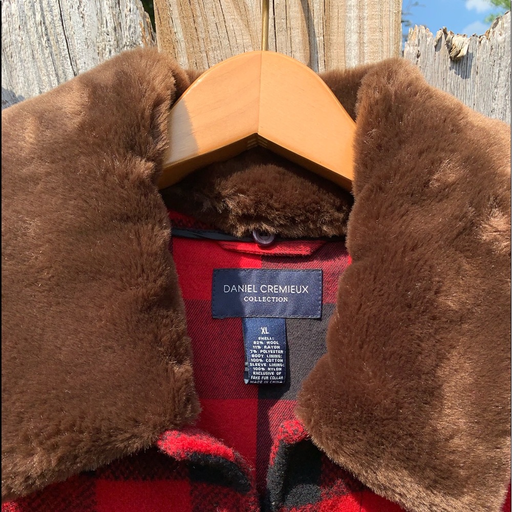 Daniel Cremieux Red & Black Buffalo Plaid Coat XL - Picture 3 of 3
